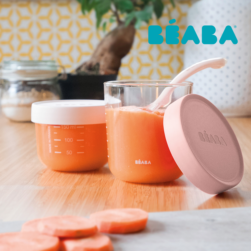 BEABA 玻璃食物儲存罐2件組-(150ml+250ml)-(粉紅/薄荷)2款可選