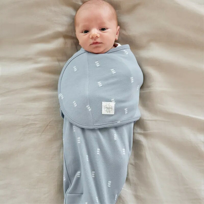 德國Lassig 寶寶有機棉好眠懶人包巾(白底咖點/茶灰褐/白底黑點/灰霧藍)