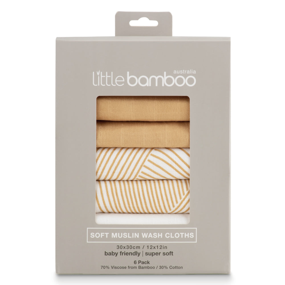 澳洲Little Bamboo 竹纖維紗布萬用方巾6件組