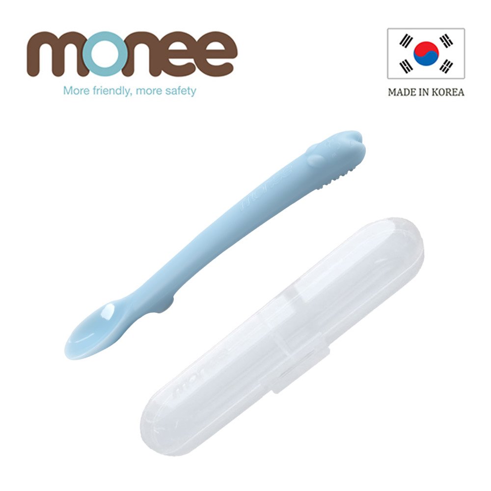 【韓國monee】100%白金矽膠 寶寶智慧矽膠湯匙/6色(贈收納盒)