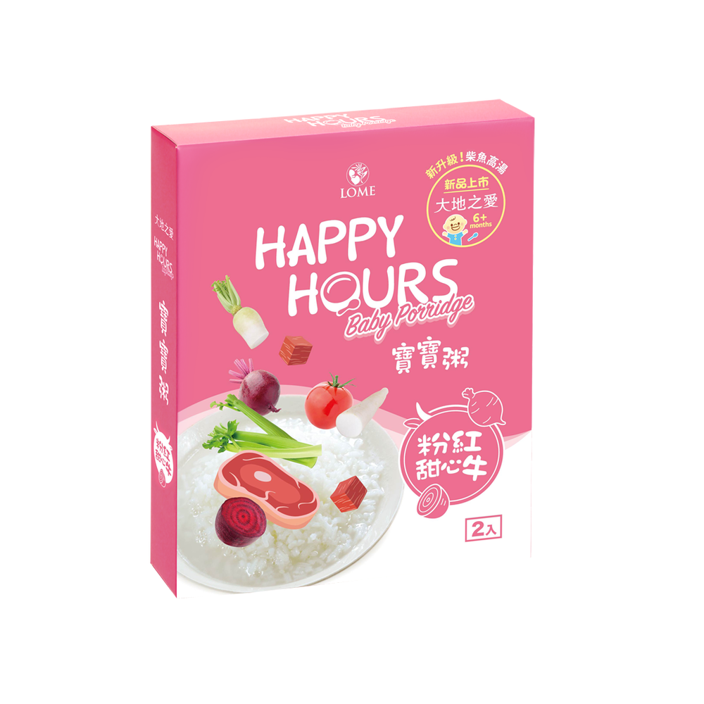 大地之愛 Happy Hours 寶寶粥300g(2包/盒)-粉紅甜心牛