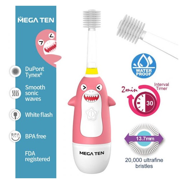 【VIVATEC】MEGA TEN 360兒童電動牙刷(鯊魚)