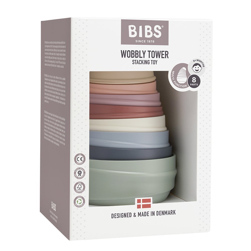 BIBS Wobbly Tower 堆塔玩具(粉彩紅/亮彩紅)