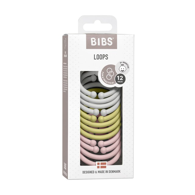 丹麥BIBS Loops萬用扣環(12入)-白綠粉色系