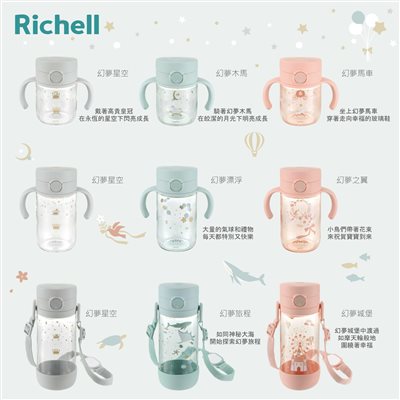 【Richell 利其爾】Axtars 幻夢系列 直飲水杯 450ml(幻夢星空/幻夢旅程/幻夢城堡)三款可選