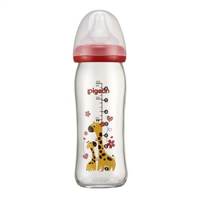 貝親 Pigeon 母乳實感彩繪玻璃奶瓶240ml(長頸鹿) P78109R
