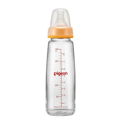 貝親Pigeon 一般口徑玻璃奶瓶240ml(橘)P00491OY