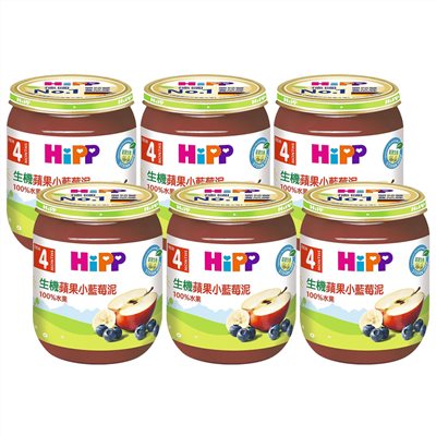 HiPP 喜寶 生機蘋果小藍莓泥125g(6罐)