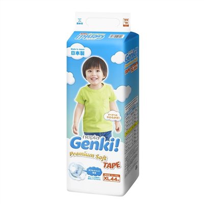 (宅)王子 GENKI 黏貼型超柔軟紙尿褲/尿布XL44X4包(箱購)