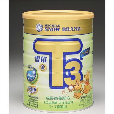 雪印 金T3-PLUS成長營養配方奶粉900gX6罐贈好禮(1~7歲適用)