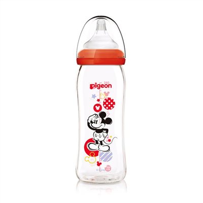 Pigeon貝親母乳實感寬口玻璃奶瓶-米奇紀念款240ml