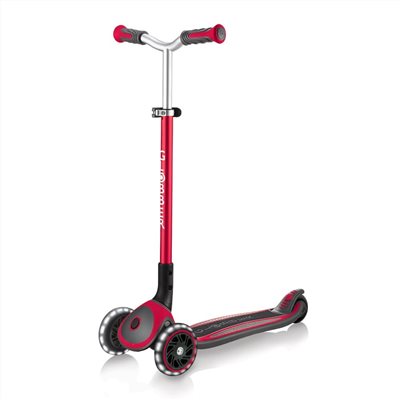 【GLOBBER 哥輪步】2合1三輪折疊滑板車大師版(酷炫白光發光輪)-紅色(發光前輪、重心轉彎、重立轉彎) -優惠價